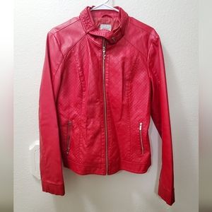 GUESS Women's Leather Jacket, Red